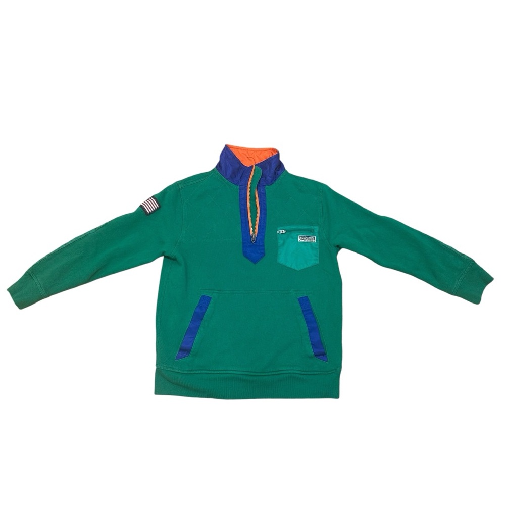 Polo Ralph Lauren Boys L/S, Jersey Sweatshirt, Green/Royal Blue/Orange, Sz S (8)